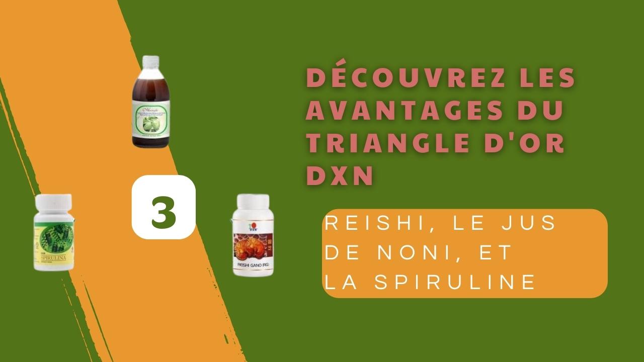 Triangle d'Or DXN : Reishi, Noni, Spiruline - Bienfaits pour la santé